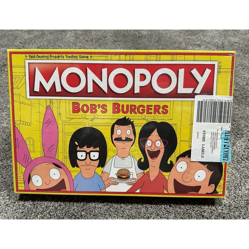 Board Game Monopoly Bobs Burgers Unisex Yellow New Sealed Special Edition OS